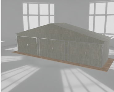 Garaż blaszany 9.5x2.5m trzystanowiskowy
  dwuspadowy Ocynk