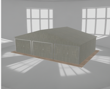 Garaż blaszany 9.5x6.5m trzystanowiskowy
  dwuspadowy Ocynk