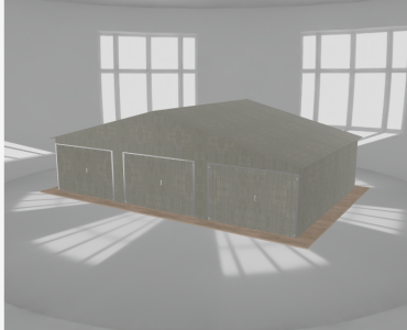 Garaż blaszany 10x6.5m trzystanowiskowy
  dwuspadowy Ocynk