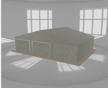 Garaż blaszany 10x7m trzystanowiskowy
  dwuspadowy Ocynk