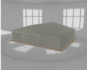 Garaż blaszany 10.5x8m trzystanowiskowy
  dwuspadowy Ocynk