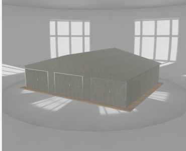 Garaż blaszany 10.5x8.5m trzystanowiskowy
  dwuspadowy Ocynk