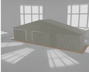 Garaż blaszany 11.5x3m trzystanowiskowy
  dwuspadowy Ocynk
