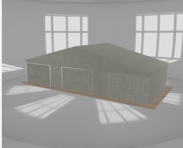 Garaż blaszany 11.5x5m trzystanowiskowy
  dwuspadowy Ocynk