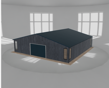 Garaż blaszany 10x10m z pomieszczeniem gospodarczym Grafit drewno