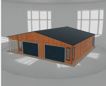 Garaż blaszany 8.5x9.5m z wiatą Złoty dąb