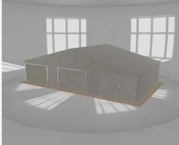 Garaż blaszany 11.5x6.5m trzystanowiskowy
  dwuspadowy Ocynk