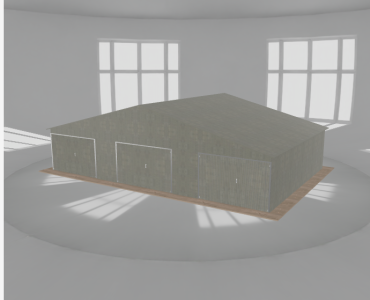 Garaż blaszany 11.5x7.5m trzystanowiskowy
  dwuspadowy Ocynk