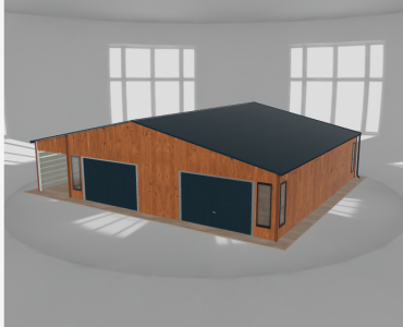 Garaż blaszany 9.5x10m z wiatą Złoty dąb