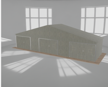 Garaż blaszany 12x3.5m trzystanowiskowy
  dwuspadowy Ocynk
