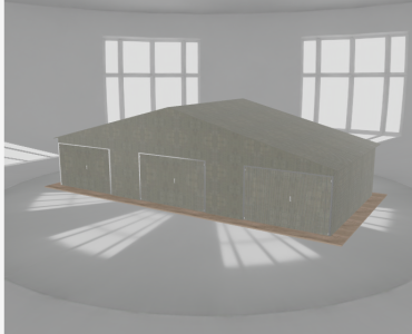 Garaż blaszany 12x5.5m trzystanowiskowy
  dwuspadowy Ocynk