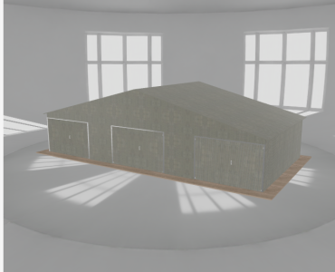 Garaż blaszany 12x6m trzystanowiskowy
  dwuspadowy Ocynk