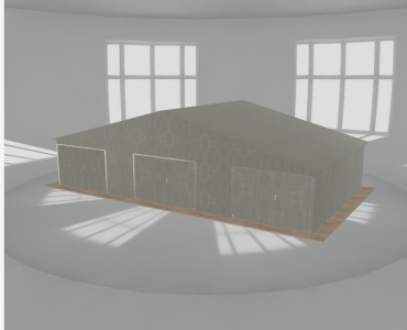 Garaż blaszany 12x6.5m trzystanowiskowy
  dwuspadowy Ocynk