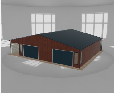 Garaż blaszany 10x10m z wiatą Ciemny orzech