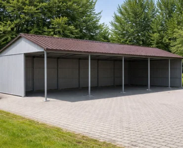 Wiata stalowa 50x10 m dach dwuspadowy